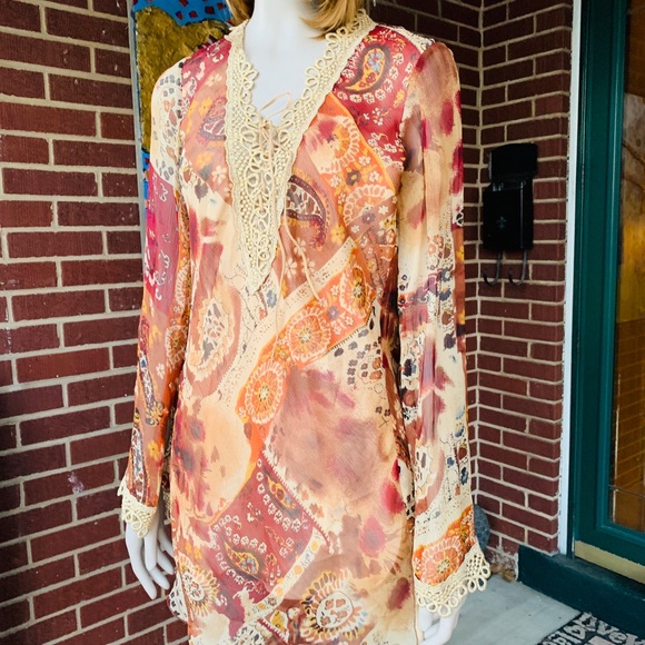 Caché Silk Boho Style Top - Picture 7 of 8